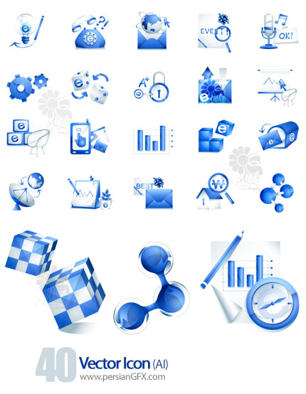 چهل آیکون زیبای وکتور - Vector Icon
