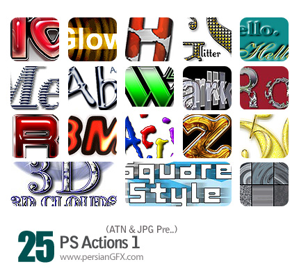 مجموعه اکشن های زیبای تغییر حالات متون - PS Actions 01