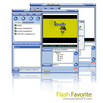 دانلود و ذخیره فایل های تصویری فلش با Flash Favorite 1.8.1