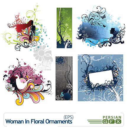وکتورهای گل و دختر - Woman In Floral Ornaments vector