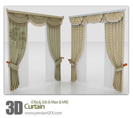 فایل آماده سه بعدی، پرده ی فانتزی - 3D Curtain 02