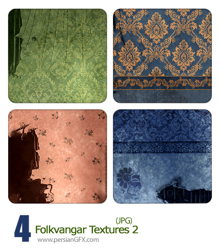 چهار نمونه بافت کاغذ دیواری قدیمی - Folkvagnar Textures 02