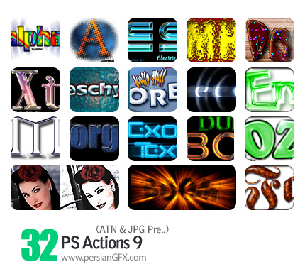 مجموعه اکشن های جالب تغییر حالات نوشته ها - PS Actions 09