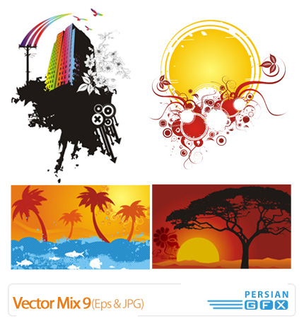 وکتور میکس نقوش گلدار شماره نه - Vector Mix 09