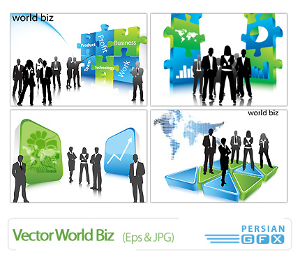 تصاویر وکتور تجارت درجهان، دیجیتالی، مدرن  - Vector World Biz  