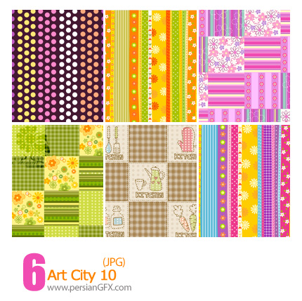 دانلود پترن های تزیینی وکتور، گلدار، کاغذ کادو شماره ده - Art City 10