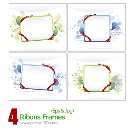  دانلود فریم وکتور روبان دار - Ribons Frames  