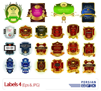 دانلود وکتور برچسب متنوع و رنگی - Labels 04 