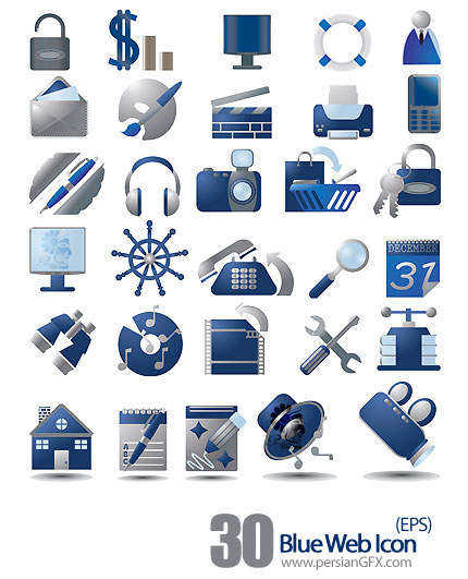 دانلود آیکون های آبی رنگ وب - Blue Web Icon    