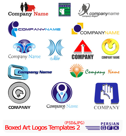 دانلود مجموعه لوگوهای هنری - Boxed Art Logos Templates 02