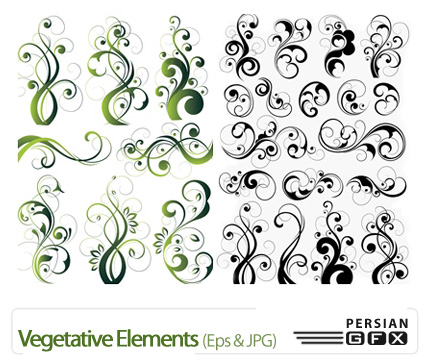 دانلود وکتور فانتزی طرح های پیچان - Vegetative Elements