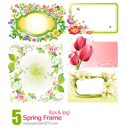 دانلود فریم وکتور بهاری، گل دار - Spring Frame