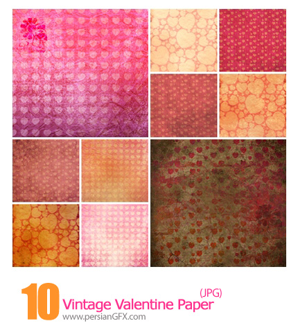 دانلود پترن های کثیف رمانتیک - Vintage Valentine Paper      