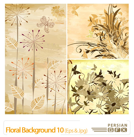 دانلود وکتور بک گراند گل دار شماره ده - Floral Backgrounds 10