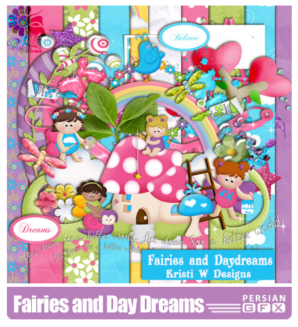 دانلود کلیپ آرت رویایی، عناصر طراحی، بافت - Fairies and Day Dreams