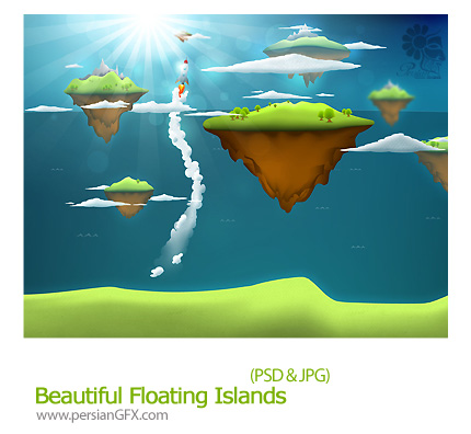 دانلود تصویر لایه باز جزیره شناور زیبا - Beautiful Floating Islands