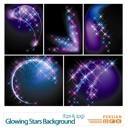 دانلود وکتورهای بک گراند ستاره - Glowing Stars Background