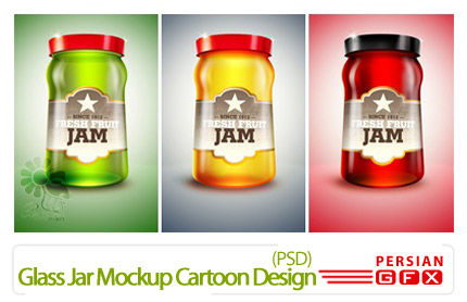 دانلود پیش نمایش طراحی برچسب شیشه - Glass Jar Mockup Cartoon Design