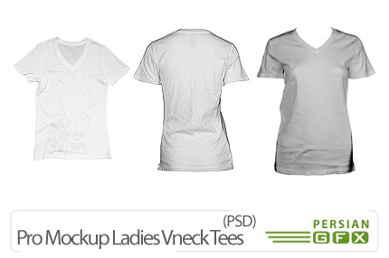 دانلود پیش نمایش تی شرت زنانه - Pro Mockup Ladies Vneck Tees