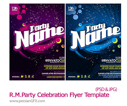 دانلود نمونه تصویر لایه باز آگهی تبلیغاتی - River Myflyer Party Celebration Flyer Template