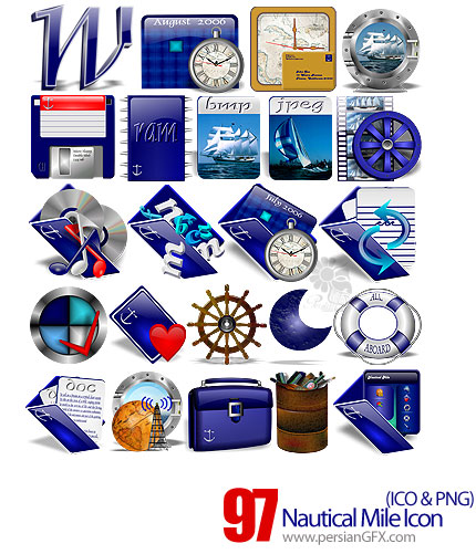 دانلود آیکون های دریایی - Nautical Mile Icon