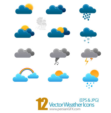 دانلود آیکون های وکتور آب و هوا - Vector Weather Icons