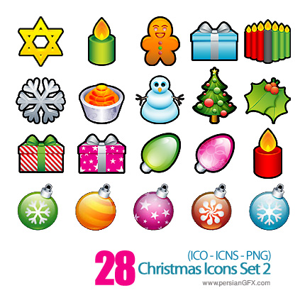 کلکسیون آیکون های کریسمس -02 Christmas Icons Set