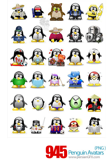دانلود آیکون های پنگوئن - Penguin Avatars