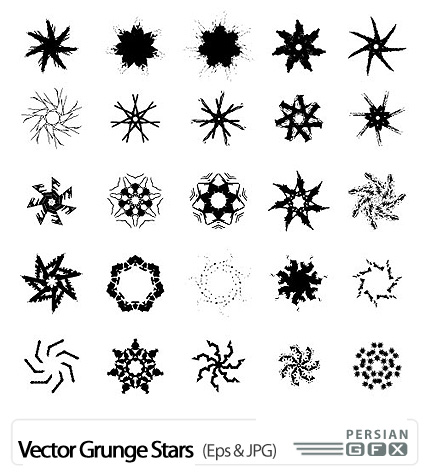 دانلود تصاویر وکتور ستاره - Vector Grunge Stars