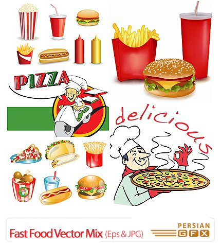 دانلود وکتور فست فود - Fast Food Vector Mix