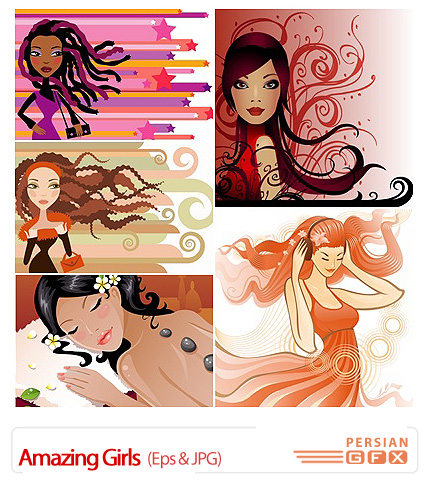 دانلود تصاویر وکتور دختران زیبا - Amazing Girls