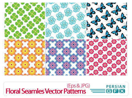 دانلود تصاویر وکتور پترن گلدار - Floral Seamless Vector Patterns