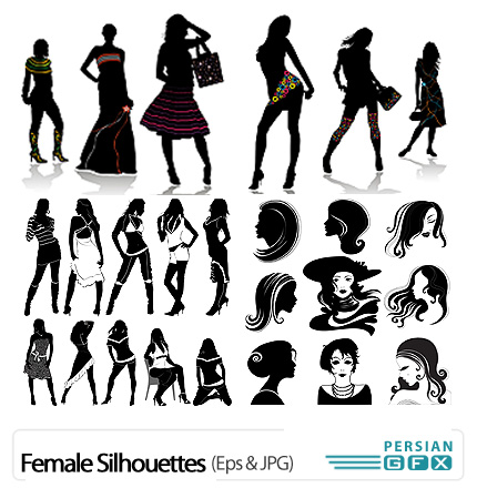دانلود تصاویر وکتور سایه زن دختر از شاتراستوک - Shutter Stock Female Silhouettes