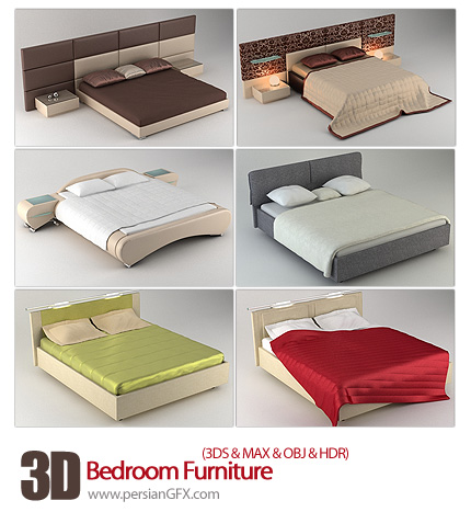 دانلود فایل آماده سه بعدی، تخت خواب مدرن - Bedroom Furniture 3D Models 
