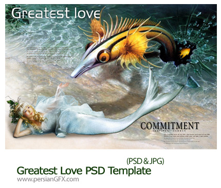 دانلود تصاویر لایه باز پری دریایی - Greatest Love PSD Template