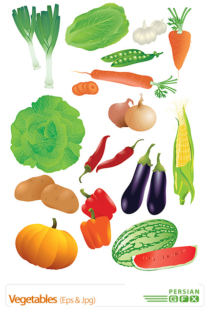 دانلود تصاویر وکتور سبزیجات - Vegetables