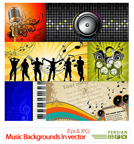 دانلود تصاویر وکتور پس زمینه های موسیقی - Shutterstock Music Backgrounds In Vector