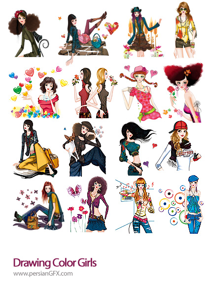 دانلود تصاویر طراحی دختران فشن - Drawing Color Girls