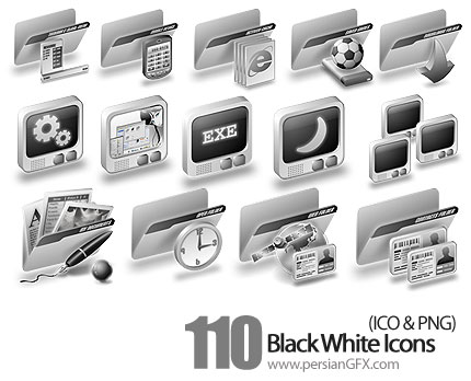 دانلود آیکون های متنوع سیاه و سفید - Black White Icons