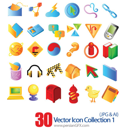 دانلود آیکون های متنوع گرافیکی  - Vector Icon Collection 01
