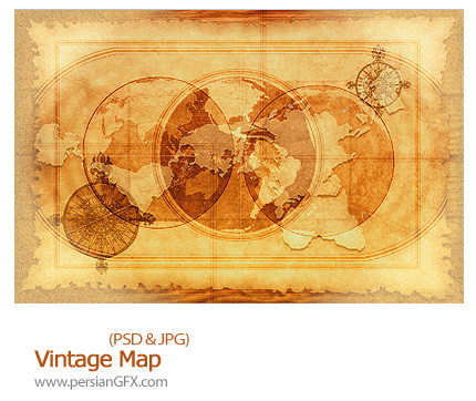 دانلود تصاویر لایه باز فهرست نقشه - Vintage Map    