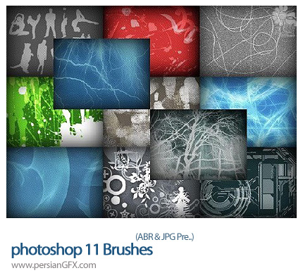دانلود 11 براش متنوع خش، شاخه، سایه انسان، لکه - photoshop 11 Brushes
