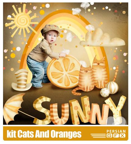 دانلود کلیپ آرت تصاویر بچه، پرتقال، گربه - Scrap kit Cats And Oranges