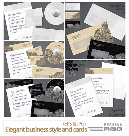 دانلود کارت ویزیت و ست اداری - Elegant business style and cards vector