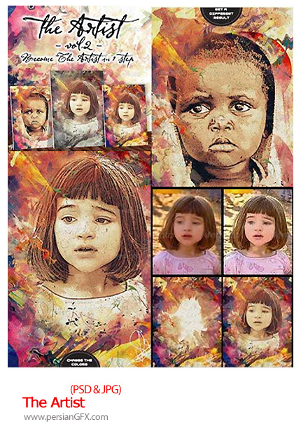 دانلود تصاویر لایه باز تبدیل عکس به نقاشی - The Artist 1