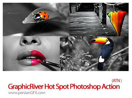 دانلود اکشن حساس کردن رنگ در عکس گرافیک ریور - GraphicRiver Hot Spot Photoshop Action 