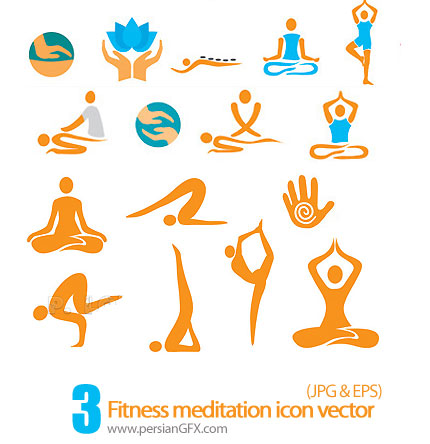 کلکسیون آیکون های تناسب اندام مدیتیشن - Fitness meditation icon vector