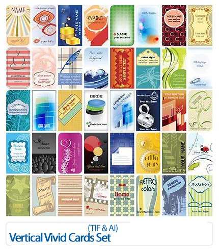 دانلود تصاویر کارت ویزیت عمودی رنگارنگ - Vertical Vivid Cards Set
