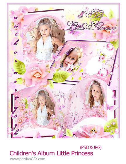 دانلود تصاویر لایه باز آلبوم عکس بچه ها - Children's Album Little Princess  