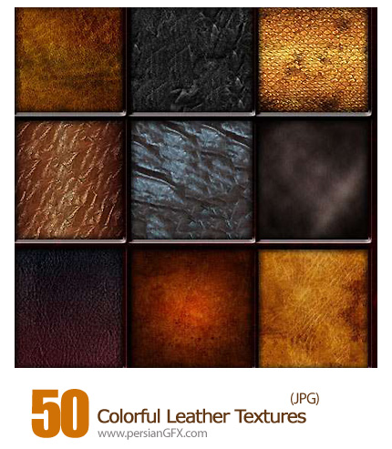 دانلود تصاویر بافت چرم رنگارنگ - 50 Colorful Leather Textures  